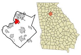 Gwinnett County Georgia Incorporated and Unincorporated areas Suwanee Highlighted.svg