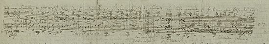 Initial sketch for the theme, found in a letter dated 7 August 1829 to his sister Fanny (original in the Music Division of the New York Public Library for the Performing Arts)