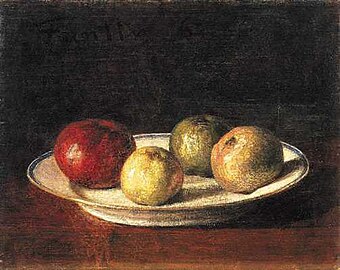 Un plat de pommes, 1861, National Gallery, Londres.