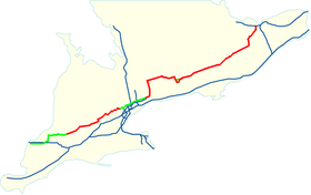 Mappa dell'autostrada dell'Ontario 7.