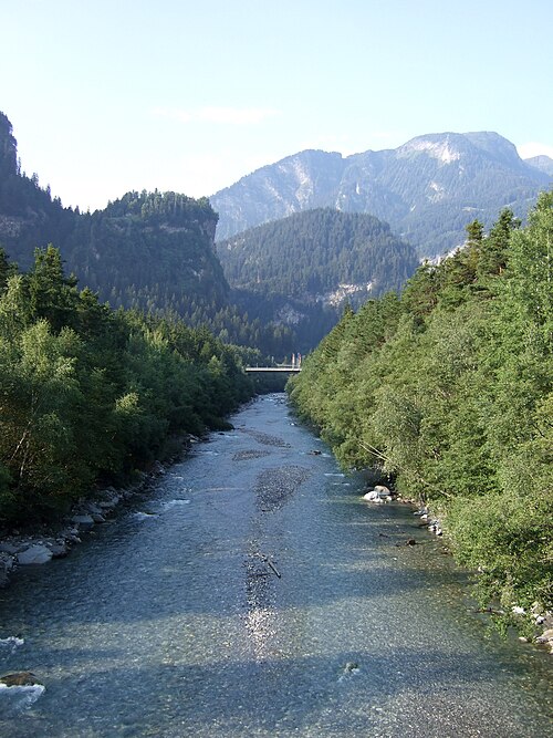 Hinterrhine river near Sils im Domleschg, with Hohen Rätien in the background