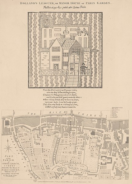 File:Holland's leaguer, or manor house of Paris Garden Part of the parish of Christ Church, Surrey antiently the manor of Paris Garden. With the site of Hollands Leaguer in the year 1746 - - W LCCN2014645296.jpg