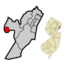 Hudson County New Jersey Incorporated en Unincorporated gebieden Harrison Highlighted.svg