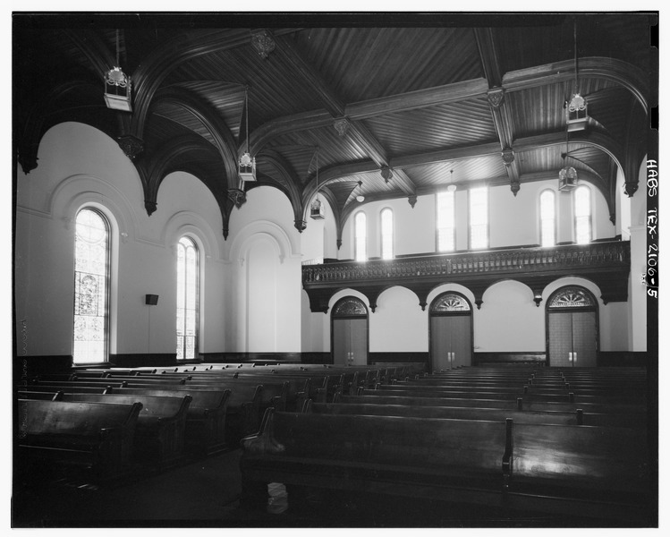 File:INTERIOR VIEW LOOKING EAST - First Presbyterian Church, Church and Nineteenth Streets, Galveston, Galveston County, TX HABS TEX,84-GALV,22-5.tif