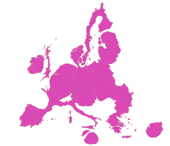 English: EU-27 cartogram: Do you trust the Eur...