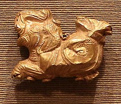 Fragment of gold ornament, 185-72 BCE.