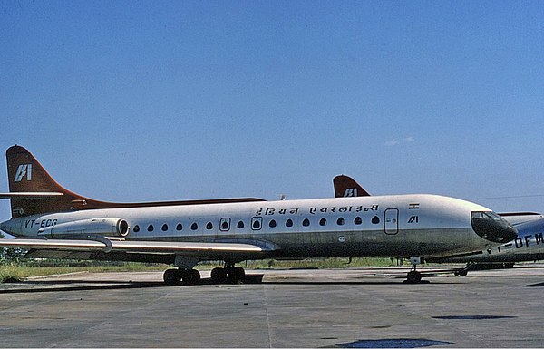 Indian Airlines Sud Aviation Caravelle III parked at Mumbai Airport.