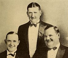 Clockwise from top: Parrott, Oliver Hardy, and Stan Laurel, c. 1930