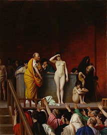 Escrava sendo leiloada na Antiguidade, em quadro do pintor francês Jean-Léon Gérôme