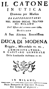 Johann Christian Bach - Il Catone in Utica - page de titre du livret, Milan 1762.png
