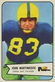 John Martinkovic became the first Packer to be selected to three straight Pro Bowls. John Martinkovic - 1954 Bowman.jpg