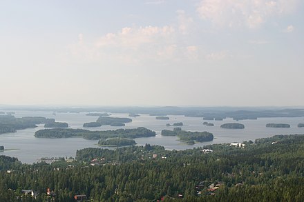 Forested islands in the lake Kallavesi, seen from Kuopio