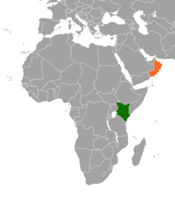 Map indicating locations of Kenya and Oman