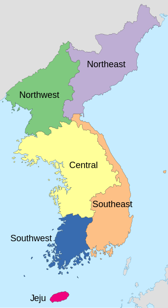 Dialect zones in the National Atlas of Korea[3]