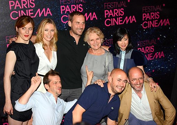 Nicolas Charlet and Bruno Lavaine in the company of their actors, at the Parisian Premiere of The Big Bad Wolf