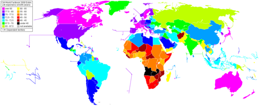 Life Expectancy 2008 Estimates CIA World Factbook