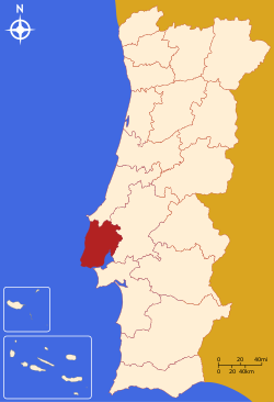 מחוז ליסבון (באדום) במפת פורטוגל