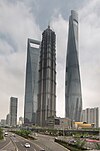 Left-to-right: Shanghai World Financial Center, Jin Mao Tower and Shanghai Tower