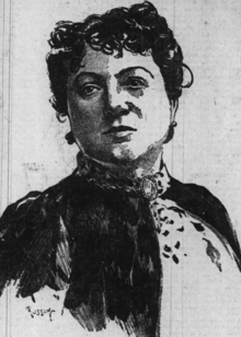 A portrait of Malvina Cavallazzi, in black and white, as a mature woman with dark hair and eyes, wearing a dark jacket