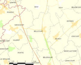 Mapa obce Bellicourt