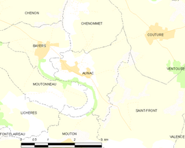Mapa obce Aunac