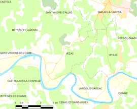 Mapa obce Vézac