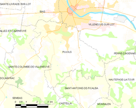 Mapa obce Pujols