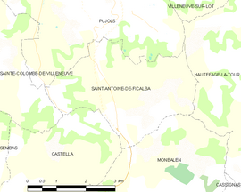 Mapa obce Saint-Antoine-de-Ficalba