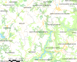 Mapa obce Saint-Priest-des-Champs