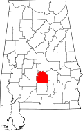 ラウンズ郡の位置を示したアラバマ州の地図