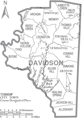 Kaart van Davidson County