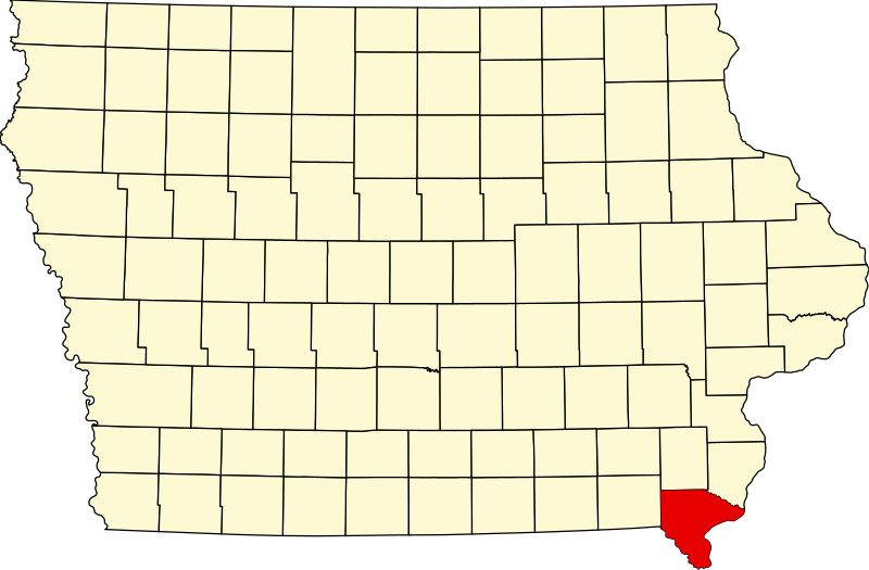 صورة:Map of Iowa highlighting Lee County.svg