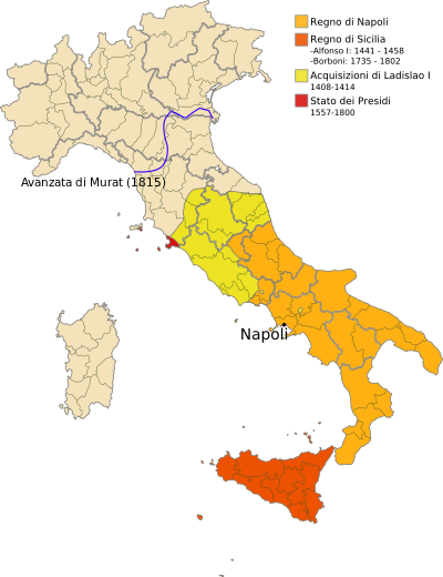 Territorial evolution of the "Kingdom of Naples"