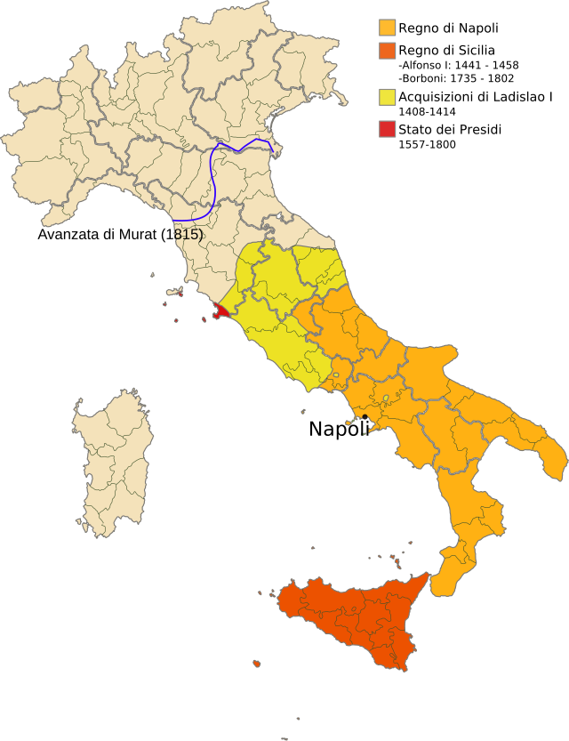 Regno 'e Napule,Regno 'e Sicilia citeriore - Mappa