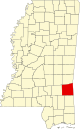Mappa dello stato che evidenzia la contea di Wayne