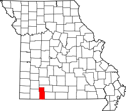 map of Missouri highlighting Stone County