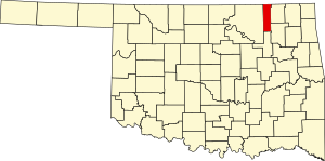 Kaart van Oklahoma met de nadruk op Washington County