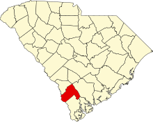 Map of South Carolina highlighting Hampton County.svg