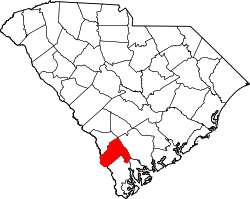 map of South Carolina highlighting Hampton County