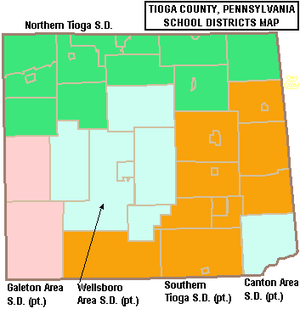 Map of Tioga County, Pennsylvania Public School Districts Map of Tioga County Pennsylvania School Districts.png
