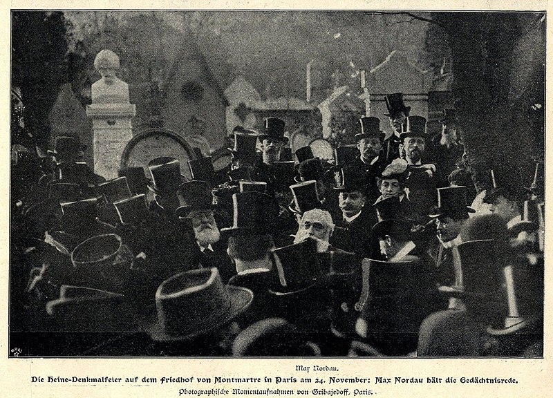 File:Max Nordau spricht am Heinrich-Heine-Grab, Friedhof von Montmartre, Paris 1901.jpg