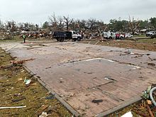 Remains of a home that was reduced to a bare slab by an EF4 tornado near Granbury, Texas. May 15, 2013 Granbury, Texas tornado damage.jpg