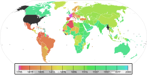 Le SI dans le monde ; en noir les pays qui ne l'utilisent pas.