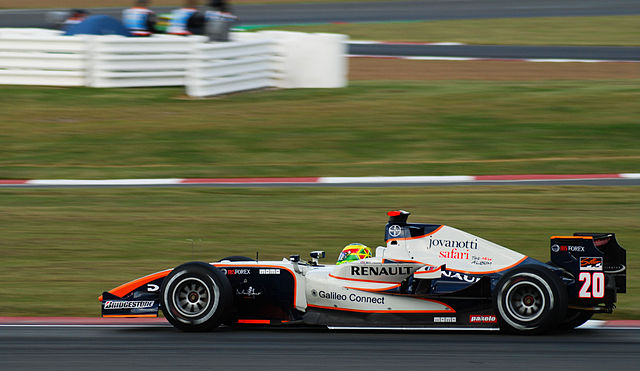 Conway driving for Trident Racing at the Silverstone round of the 2008 GP2 Series season