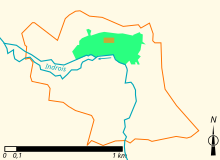 Vista de un mapa que representa mediante líneas de color la evolución de la extensión del territorio de un municipio.