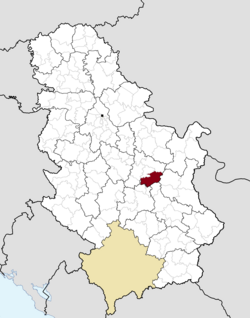 Location of the municipality of Paraćin within Serbia