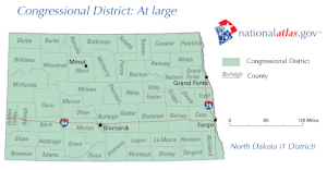 Map of North Dakota showing its at-large congressional district NDAtlarge.gif