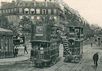 Croisement de tramways électriques à accumulateurs, 1897.