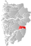 Ulvik markert med rødt på fylkeskartet