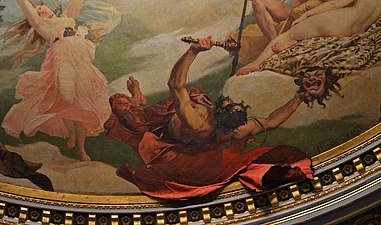 Momos, dieu du sarcasme et de la moquerie, détail de la peinture de Hippolyte Berteaux, plafond de la salle du théâtre Graslin